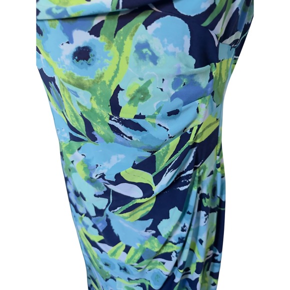 Lauren Ralph Lauren Floral Print Cowl Neck Sheath Dress Women Size 10 Blue Green - Picture 4 of 8